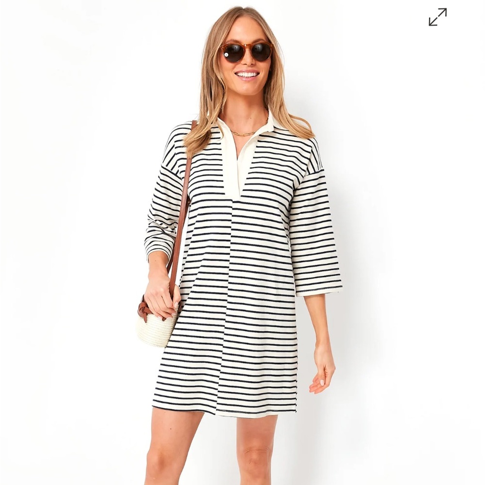 Tuckernuck Navy Stripe Ashton Knit Polo Dress